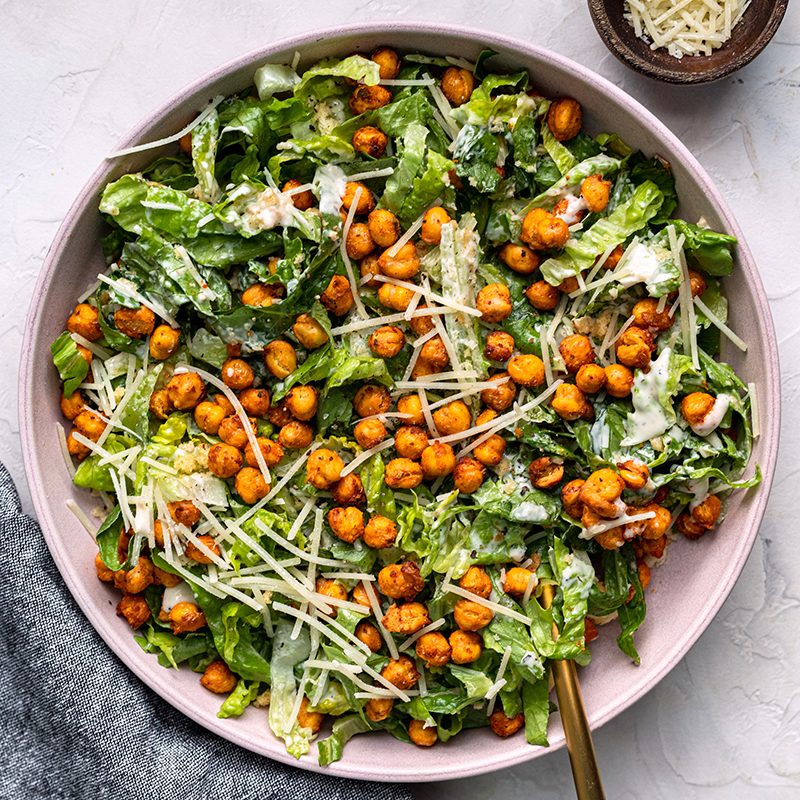 Crispy Chickpea Caesar Smash Salad Recip