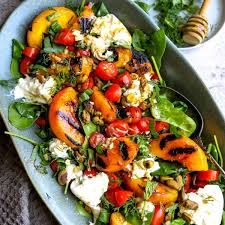Peach Burrata Basil Salad with Balsamic Gla